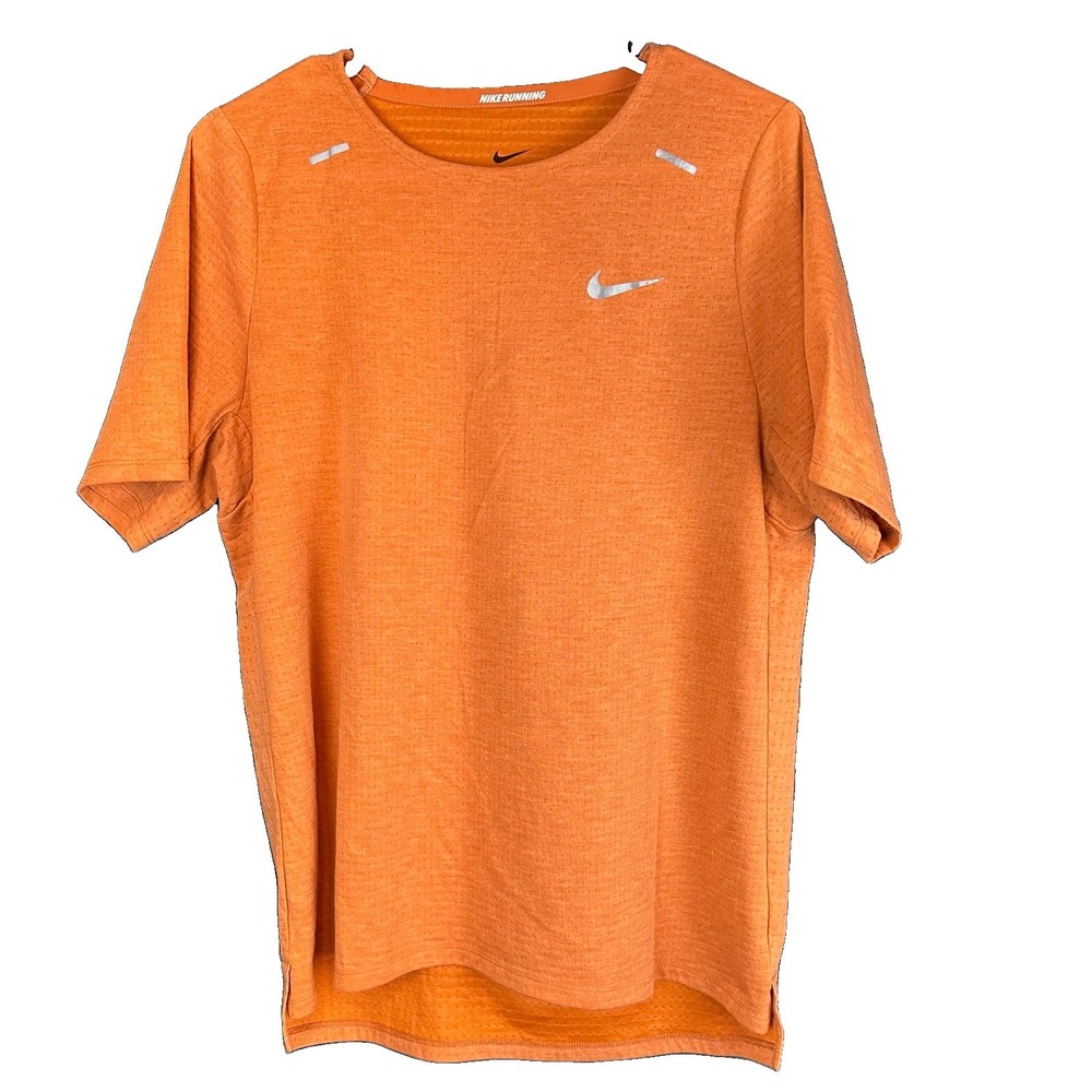 Nike Dri-Fit Men's Short Sleeve T-Shirt Size L, Orange, with Logo Swoosh